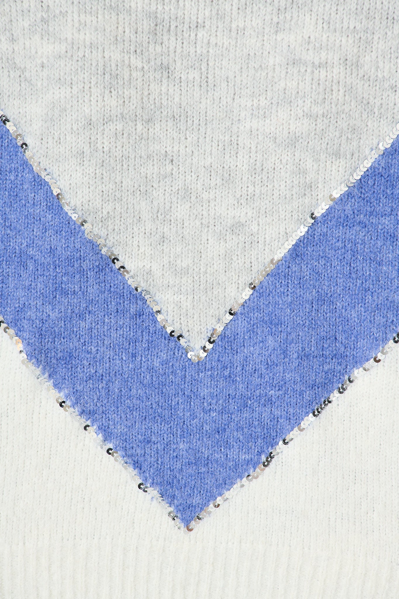 Sabre Knit in Grey with Blue Colourblock Sequin Wool Blend