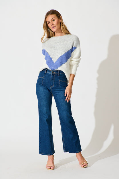 Sabre Knit in Grey with Blue Colourblock Sequin Wool Blend