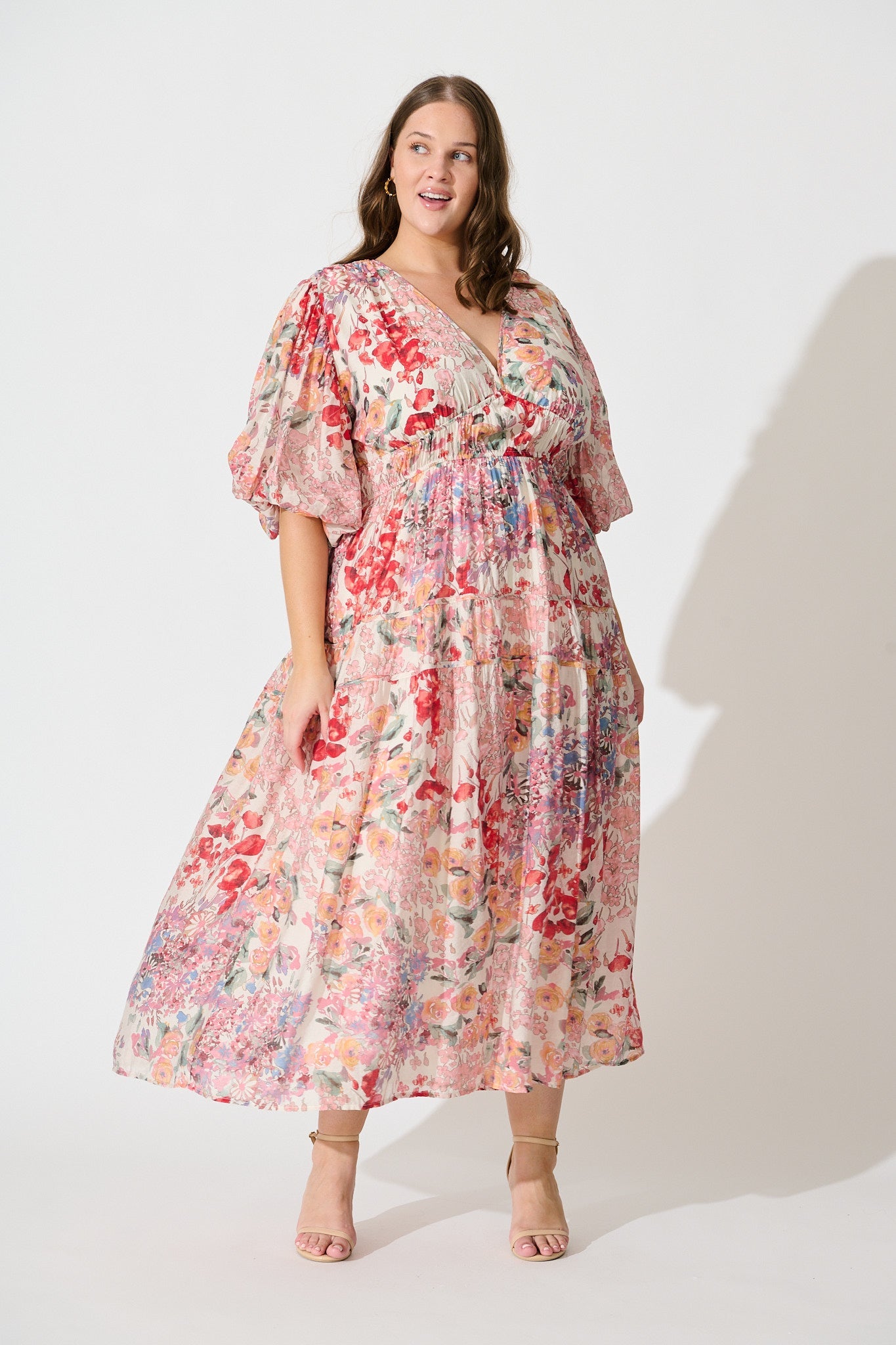 Amalie Midi Dress In Blush Multi Floral