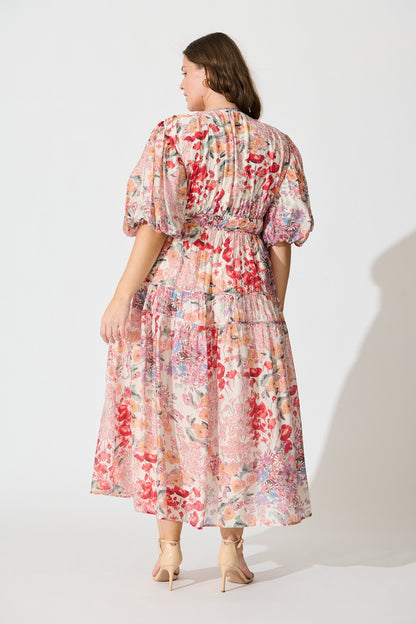Amalie Midi Dress In Blush Multi Floral