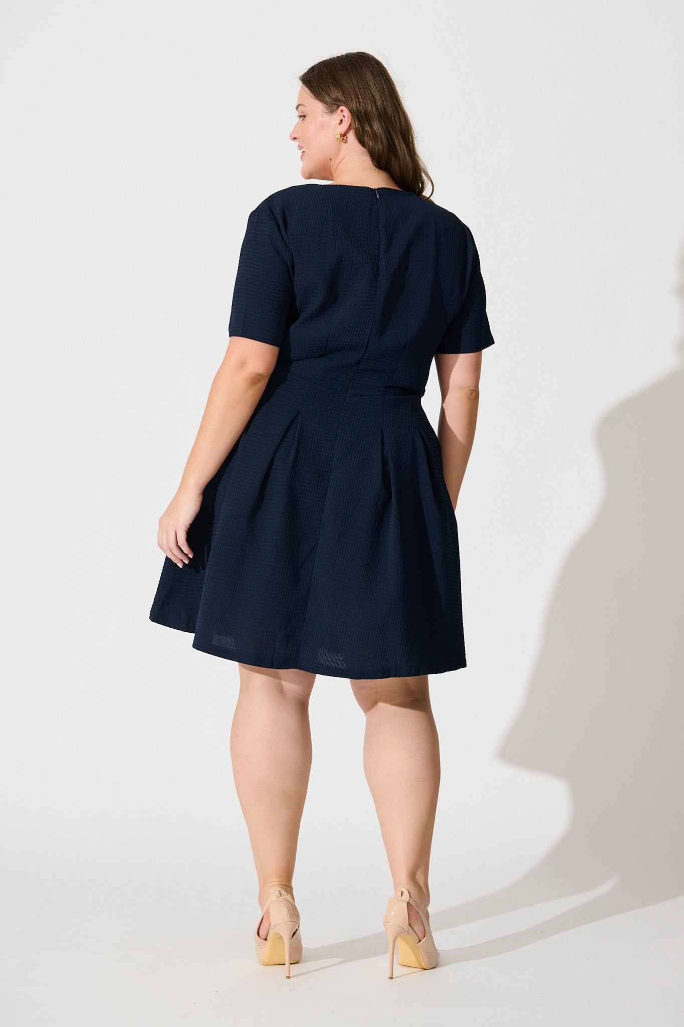 Beth Dress In Textured Navy