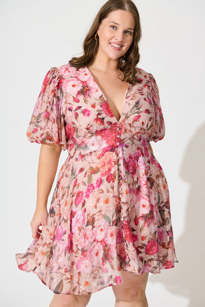 Clarissa Dress In Vintage Blush Floral Print