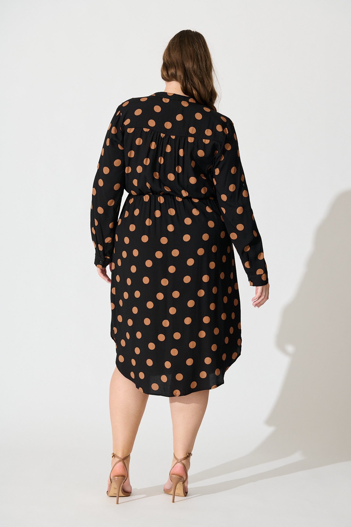 Rival Zip Dress in Black with Brown Spot