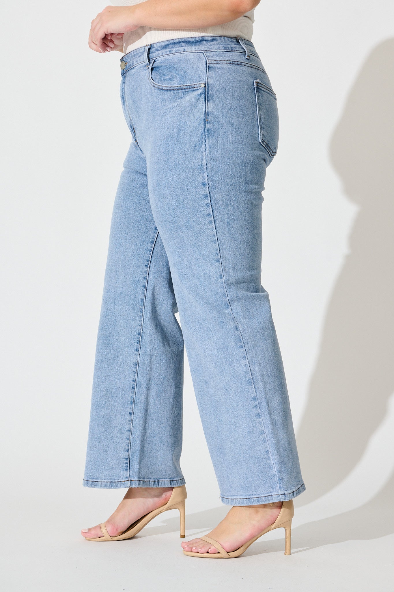 Ocean Road High Rise Wide Leg Jean in Light Blue Denim