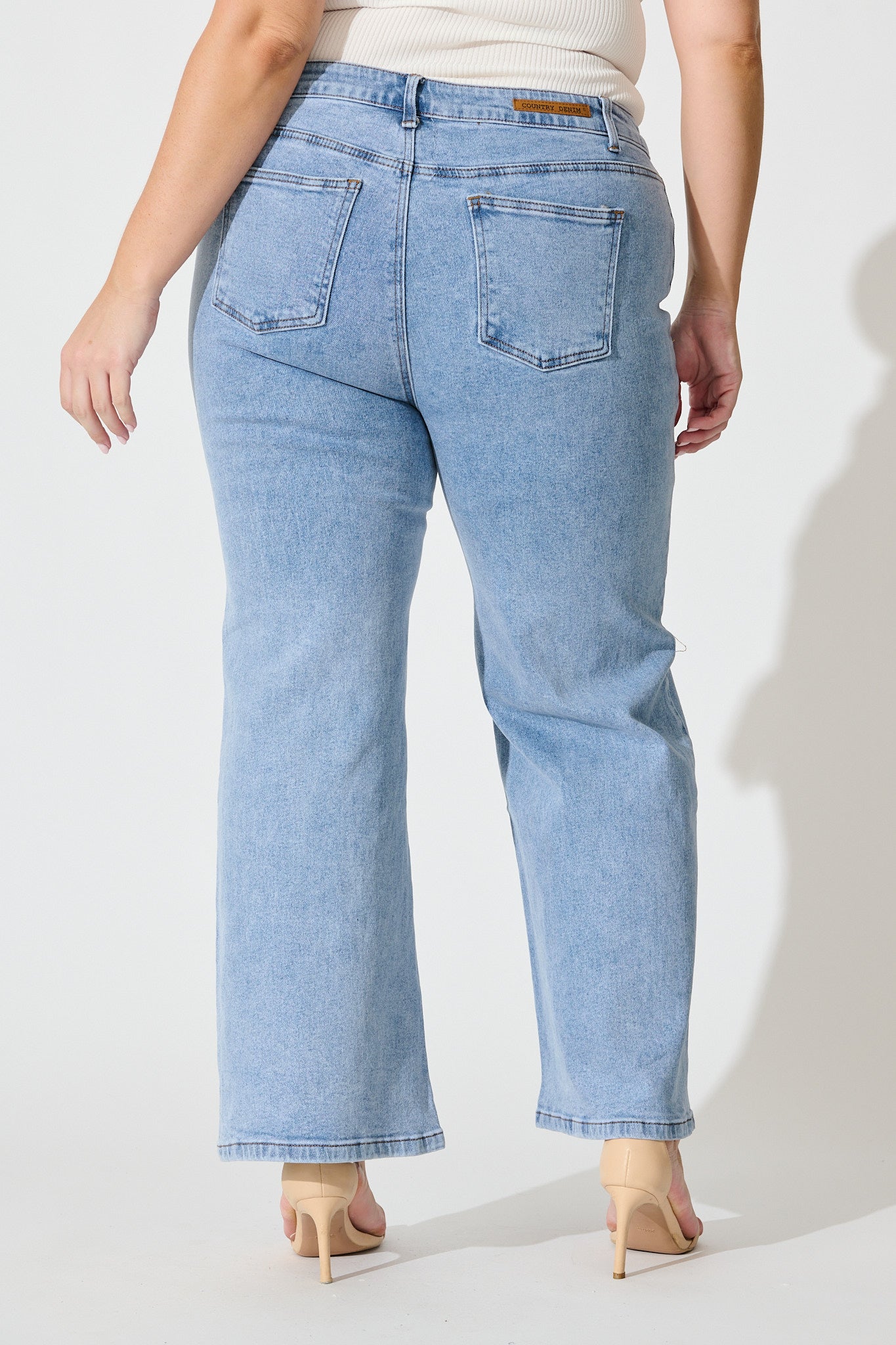 Ocean Road High Rise Wide Leg Jean in Light Blue Denim
