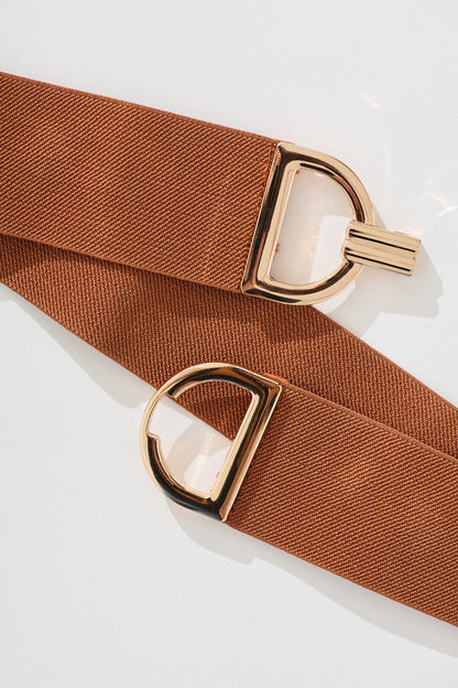 Carrie Belt in Brown Stretch
