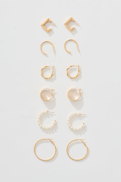Hattie Multi Hoop Earrings Pack in Gold