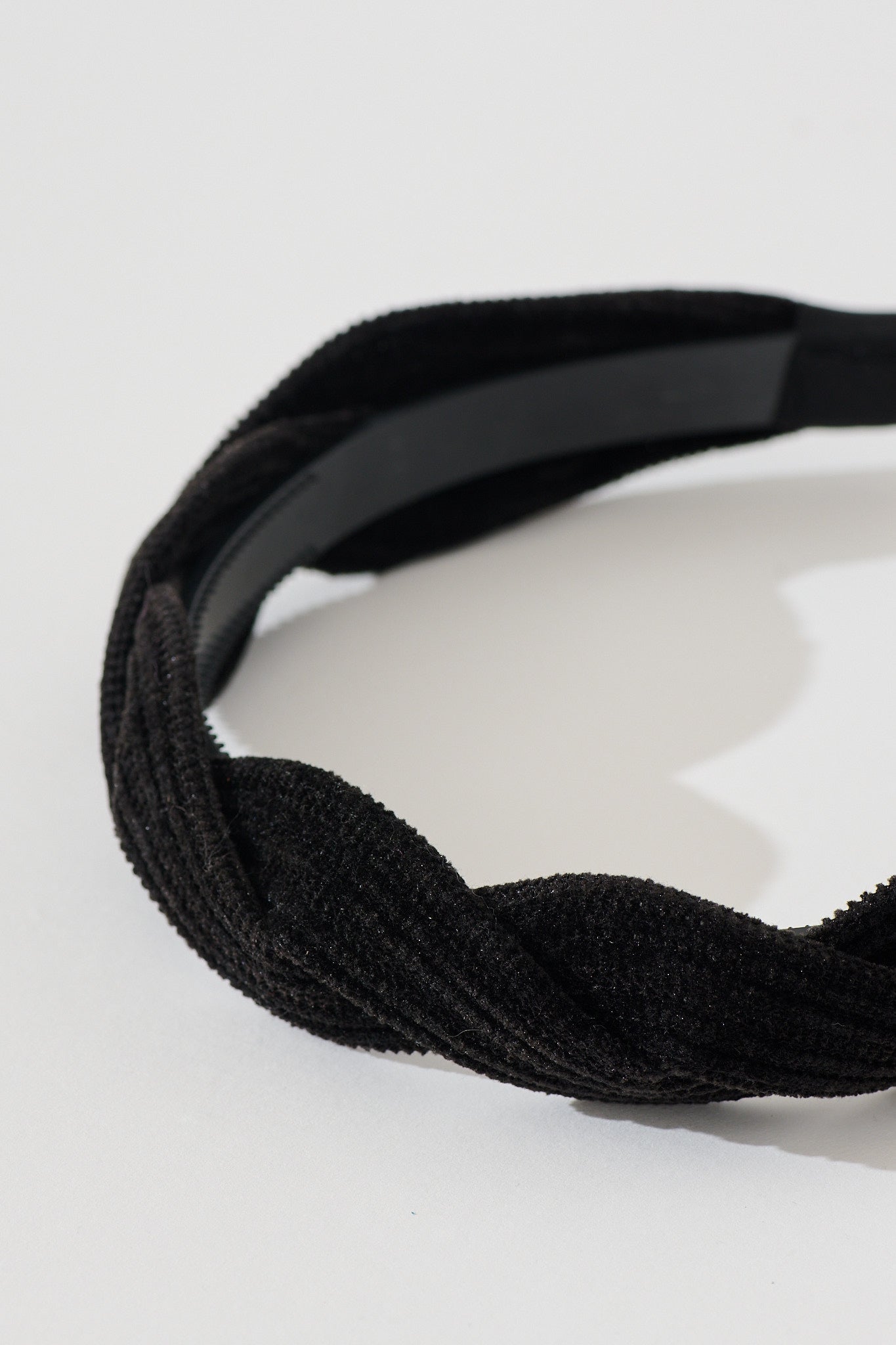 Gina Braided Twist Headband in Black Corduroy