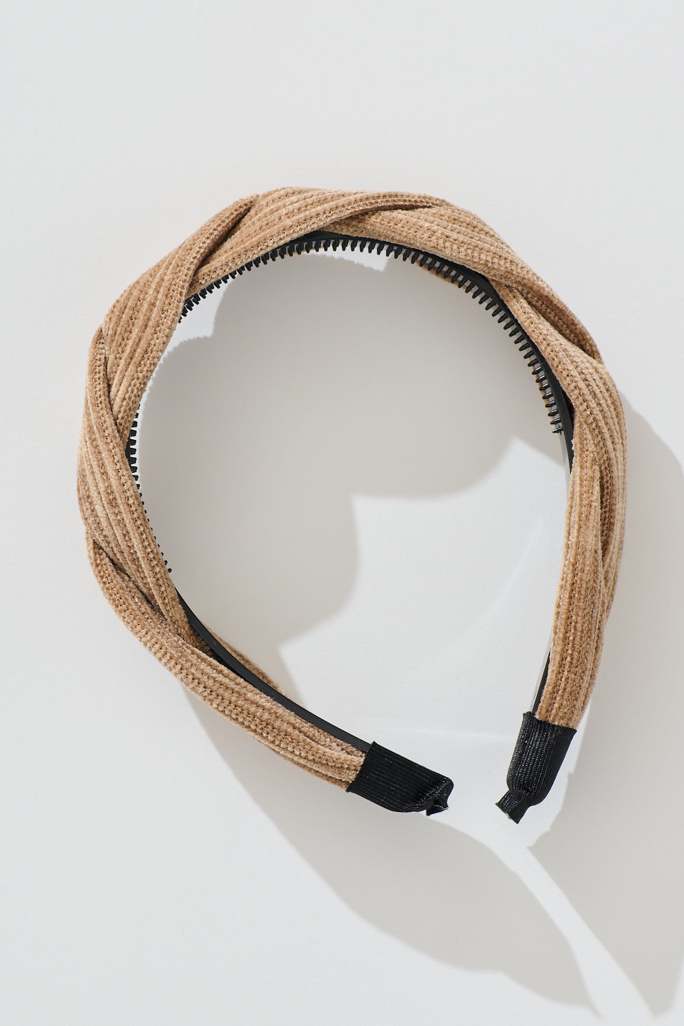 Gina Braided Twist Headband in Brown Corduroy