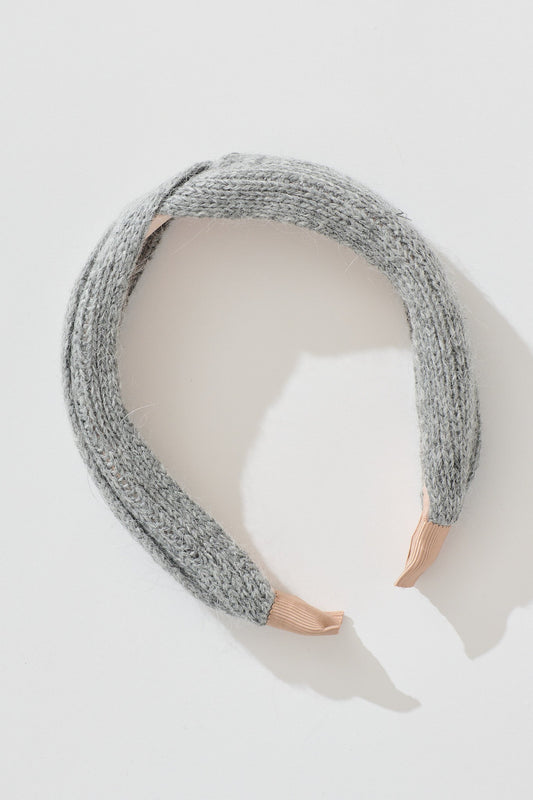 Anica Knitted Headband in Grey Marle
