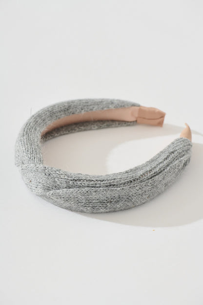 Anica Knitted Headband in Grey Marle