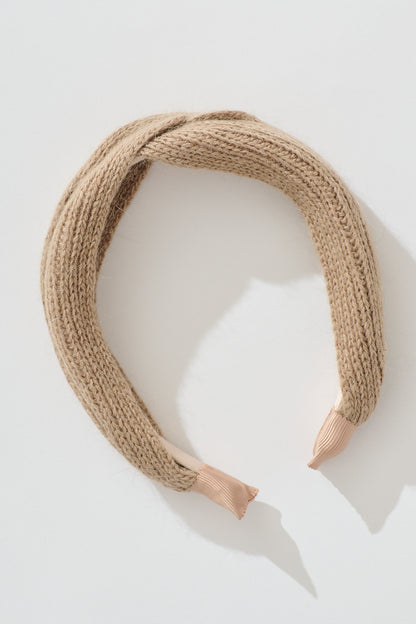 Anica Knitted Headband in Light Brown