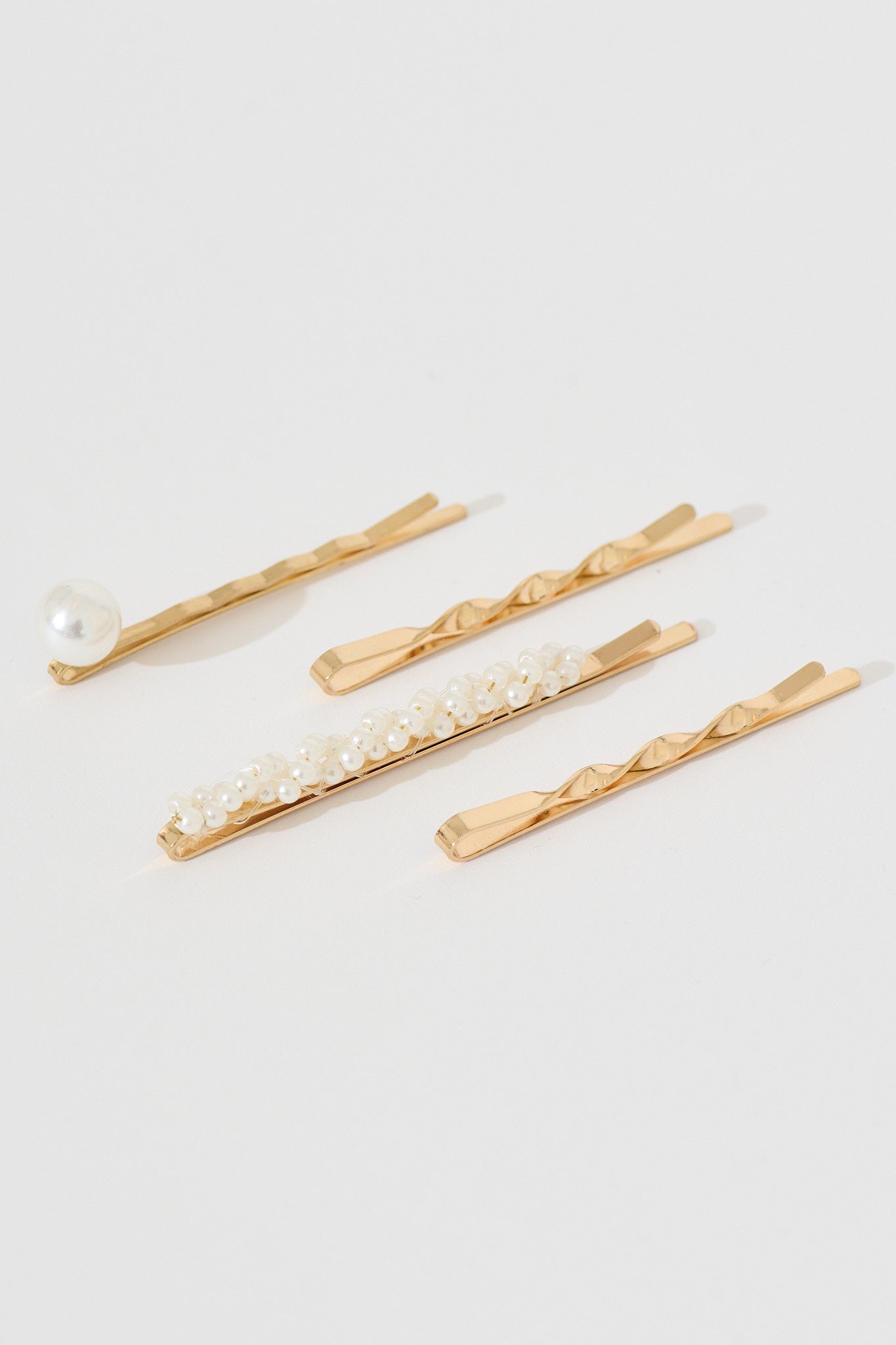 Emory Pearl Hair Slides 4 Packs in Gold