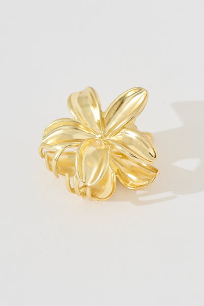 Frangipani Mini Metal Hair Claw in Gold