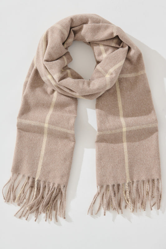 Elaine Scarf in Neutral Plaid