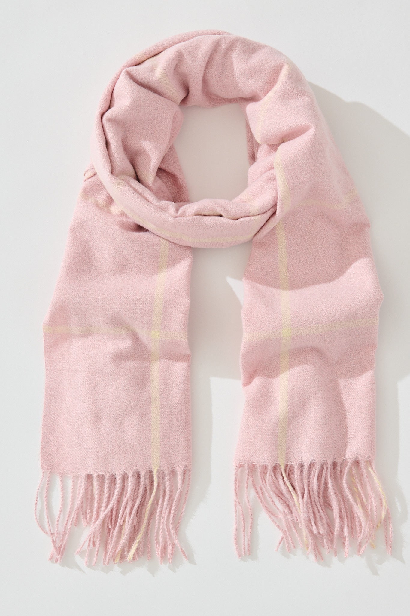 Elaine Scarf in Blush Pink Plaid