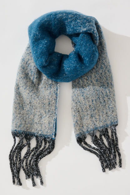 Emery Knit Scarf in Multi Blue Ombre