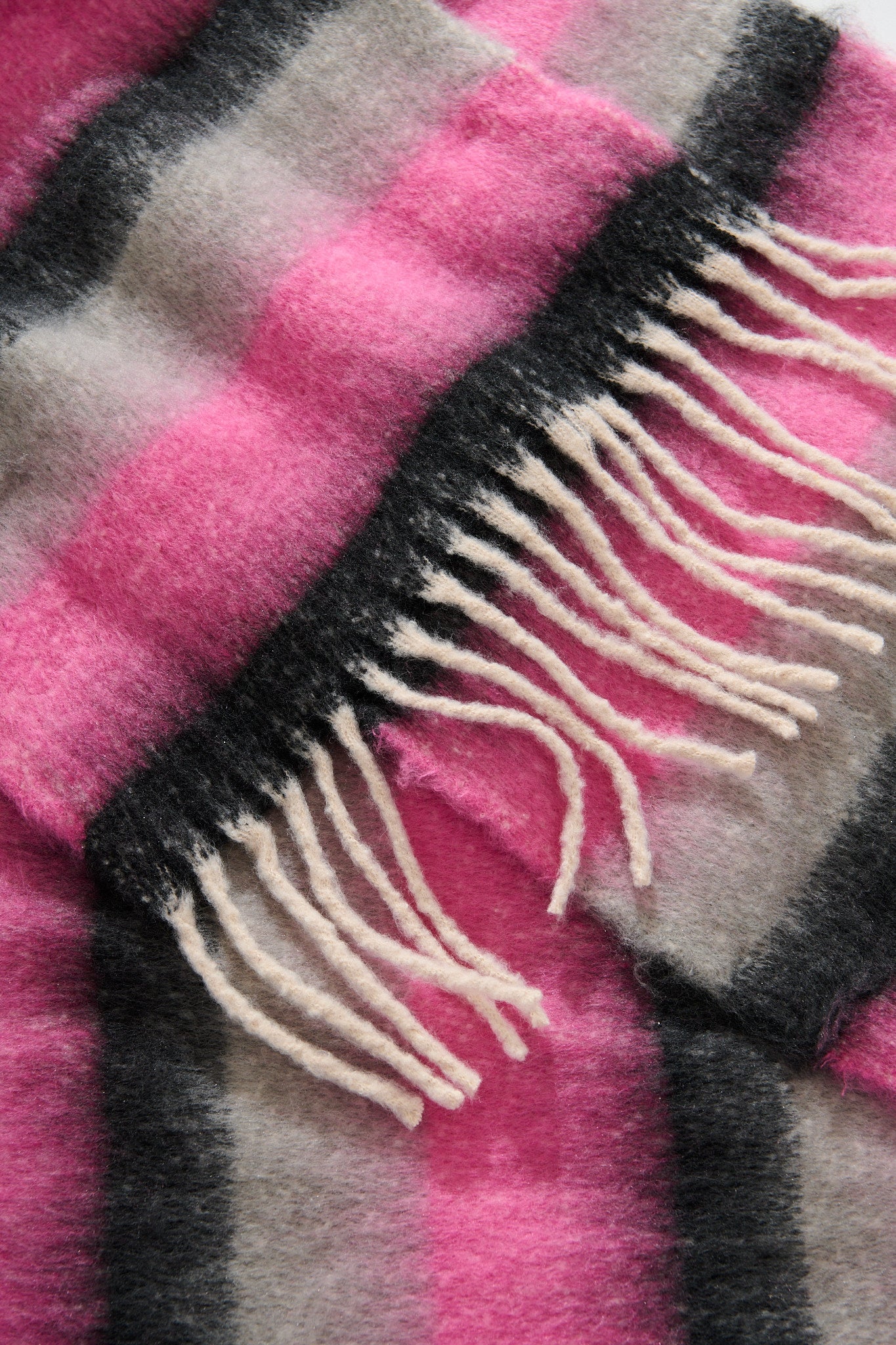 Lilah Knit Scarf in Black with Pink Stripe
