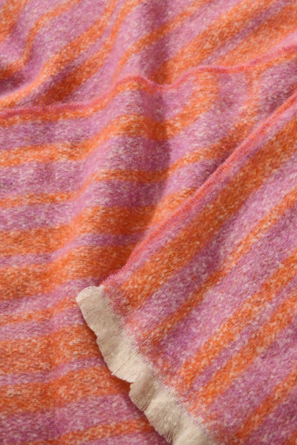 Anita Knit Scarf in Pink and Tangerine Stripe