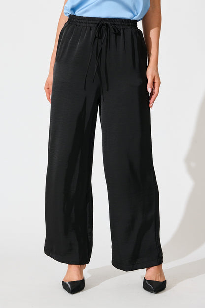 Jerona Pant in Black Satin