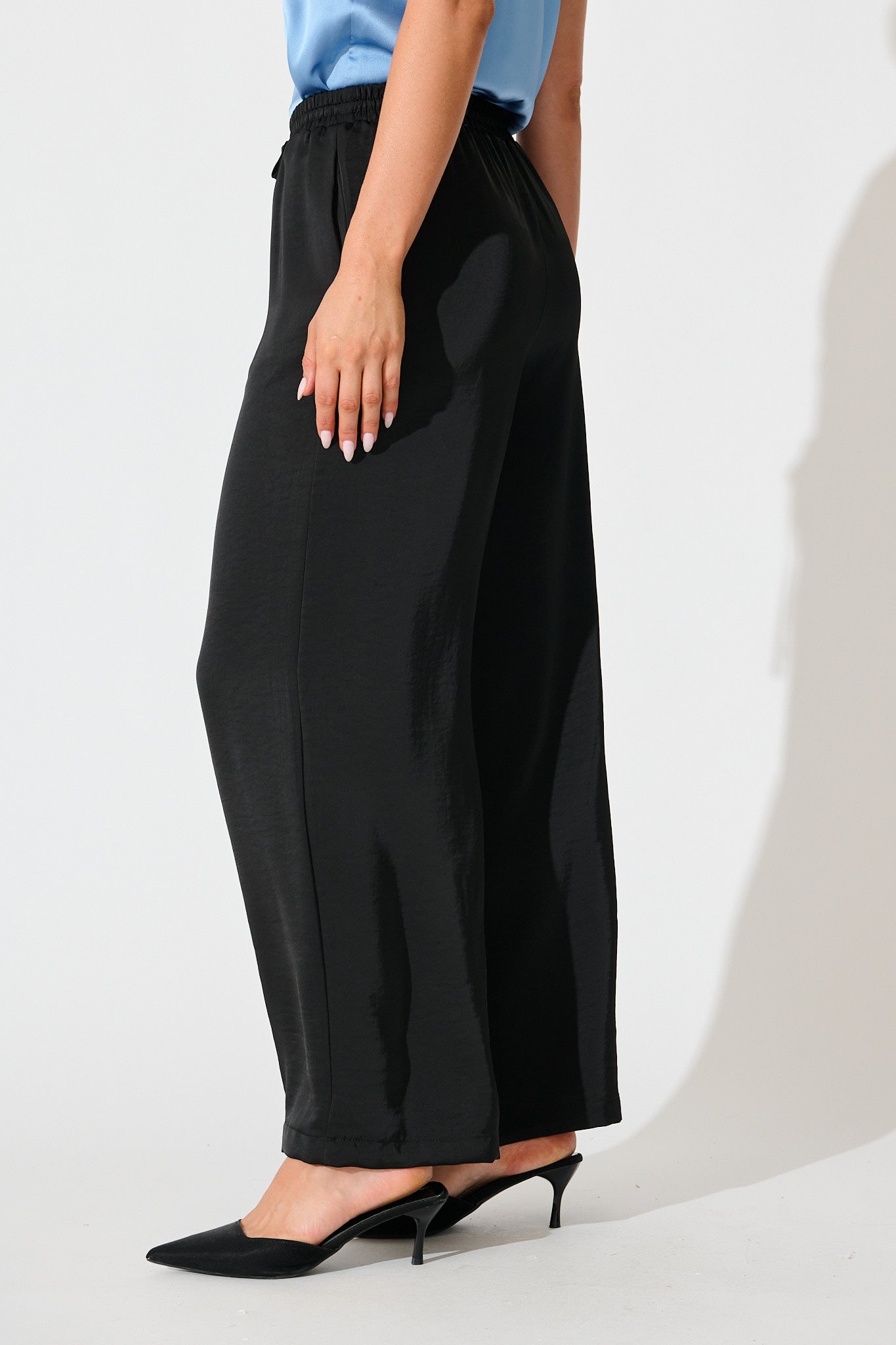 Jerona Pant in Black Satin