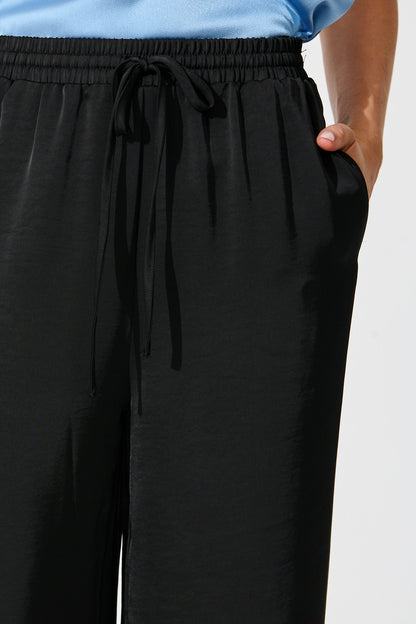 Jerona Pant in Black Satin