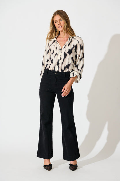 Rhythm Shirt in Cream with Black Print