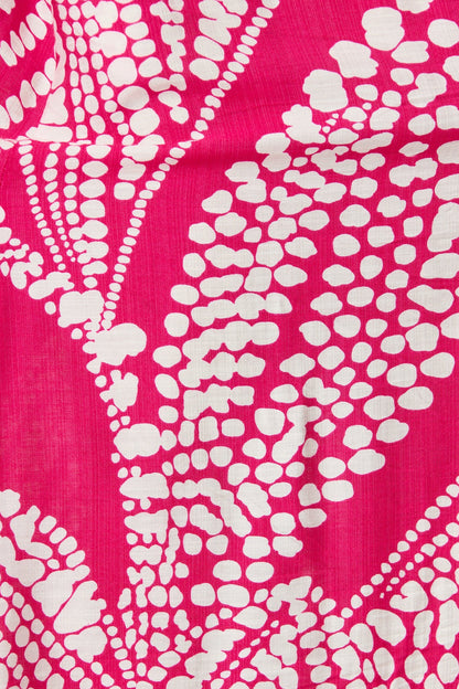 Clara Maxi Shirt Dress in Magenta with White Print