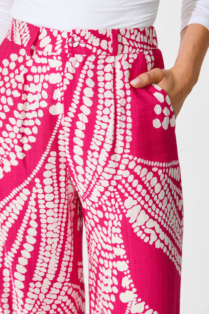 Harper Pant in Magenta with White Print