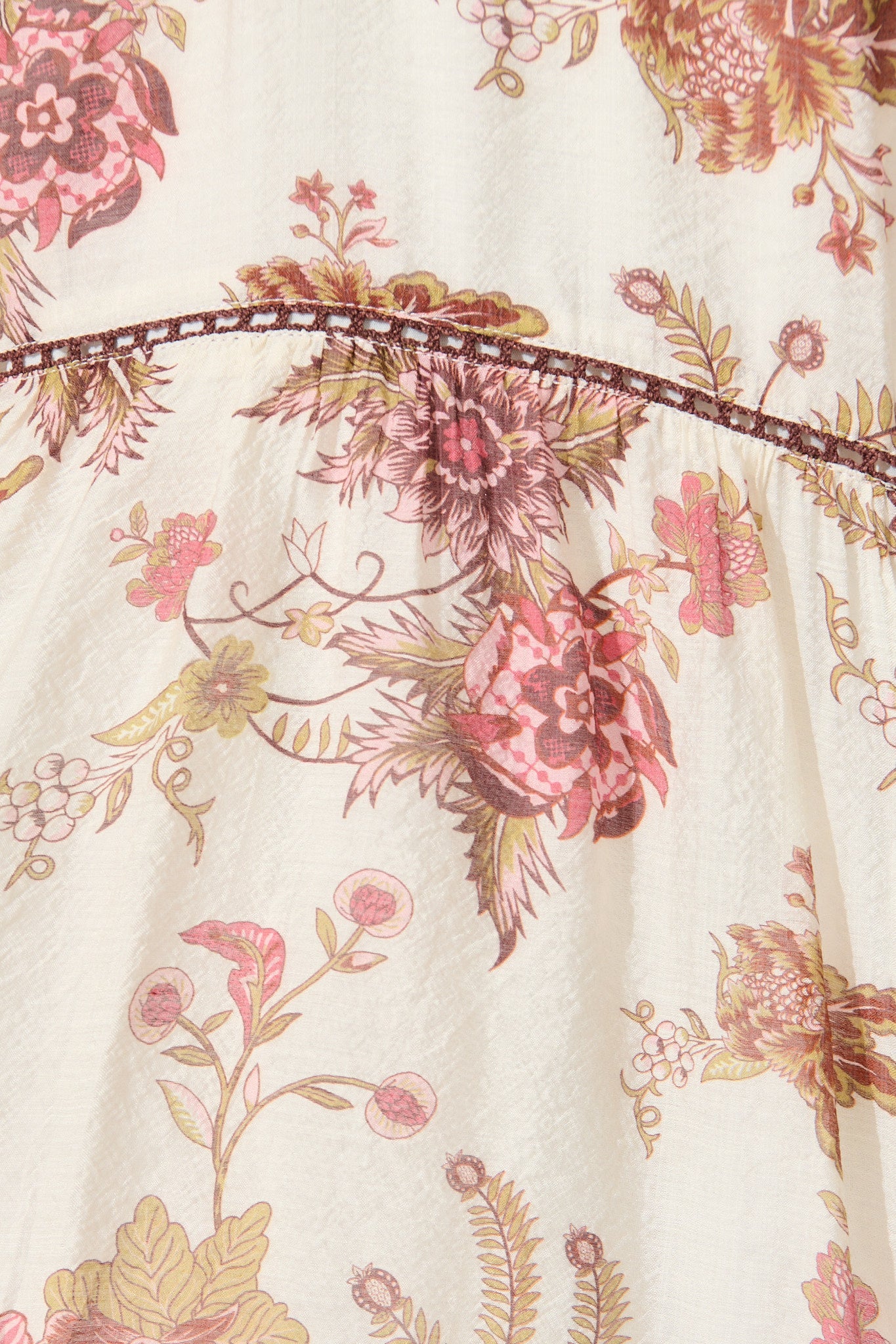 Isobel Midi Dress in Cream with Multi Pink Floral