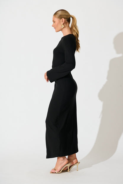 Samba Maxi Dress in Black Jersey