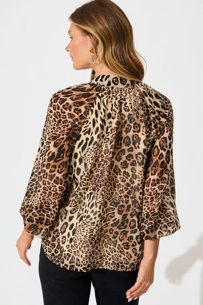 Brielle Top in Brown Leopard