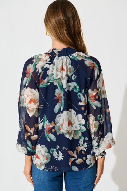 Brielle Top in Navy Floral