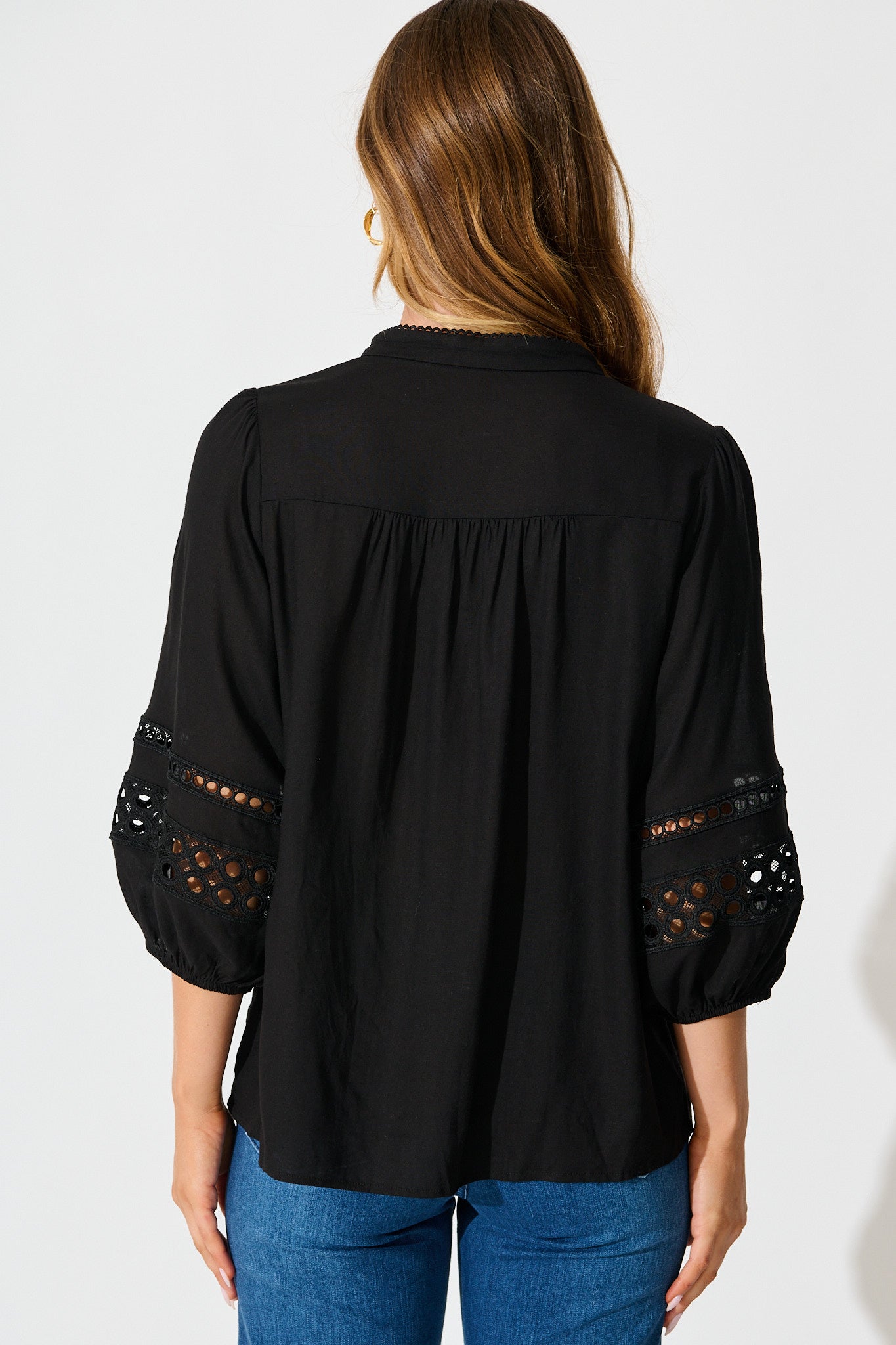 Cascades Top in Black Linen Blend