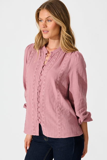 Conversations Top in Dusty Rose Cotton