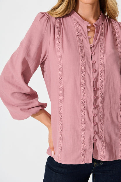 Conversations Top in Dusty Rose Cotton