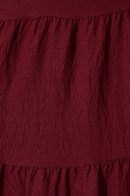 Marietta Tie Front Midi Dress in Wine