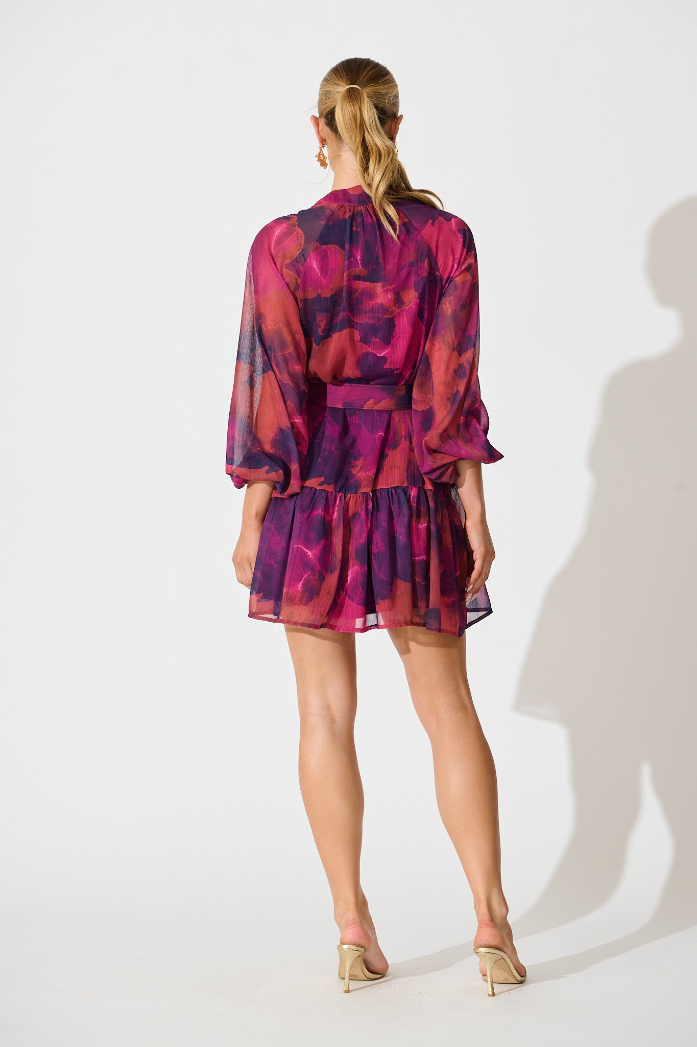 Mica Dress in Purple Watercolour Chiffon