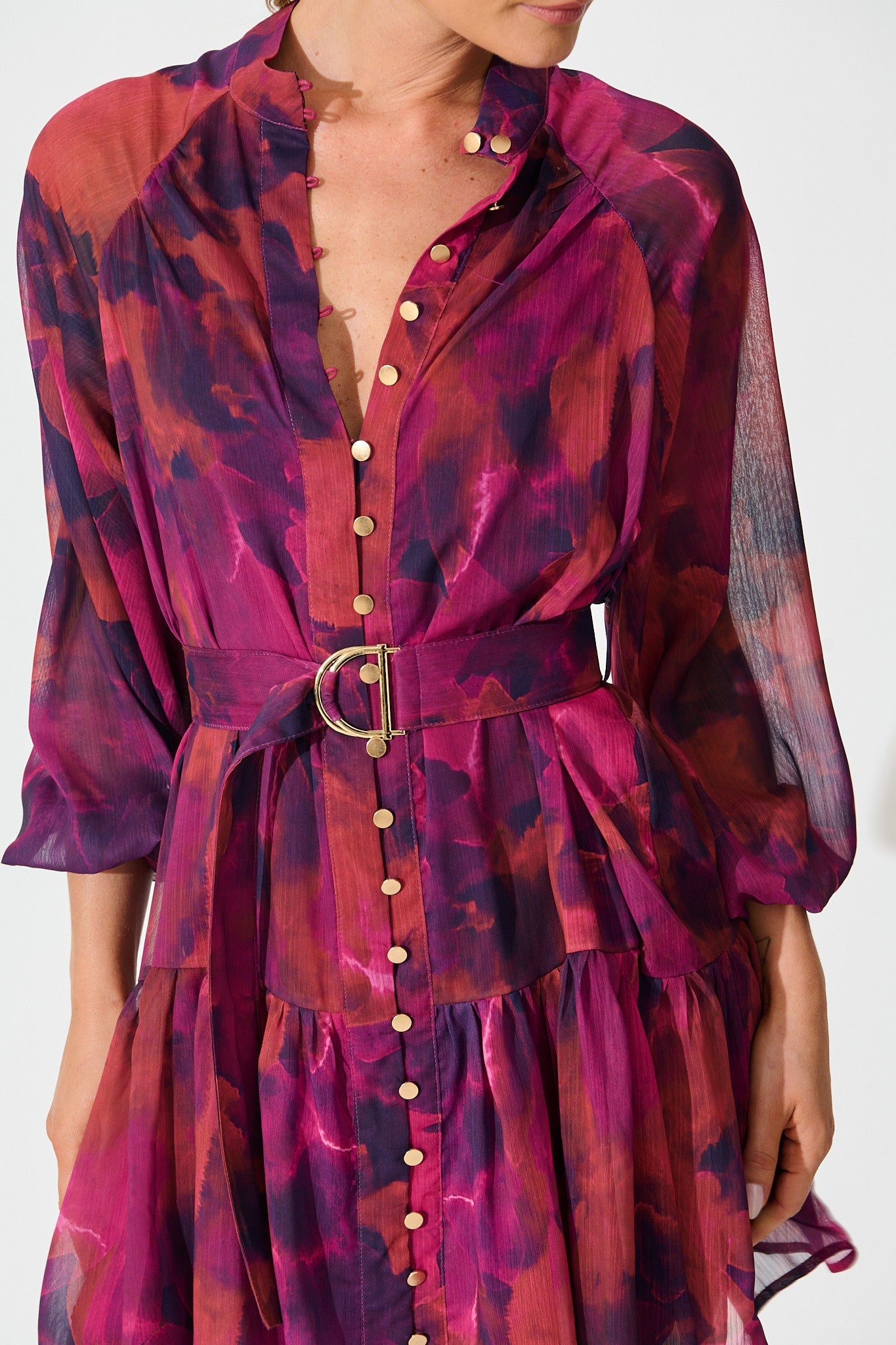 Mica Dress in Purple Watercolour Chiffon