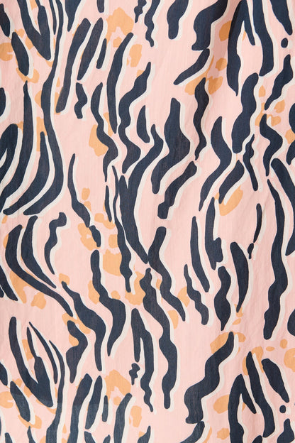 Ciao Bella Maxi Shirt Dress in Blush with Black Print