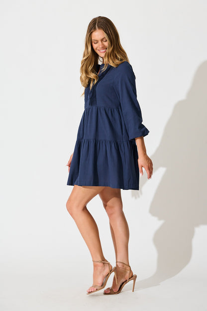 Inca Shirt Dress In Navy Cotton