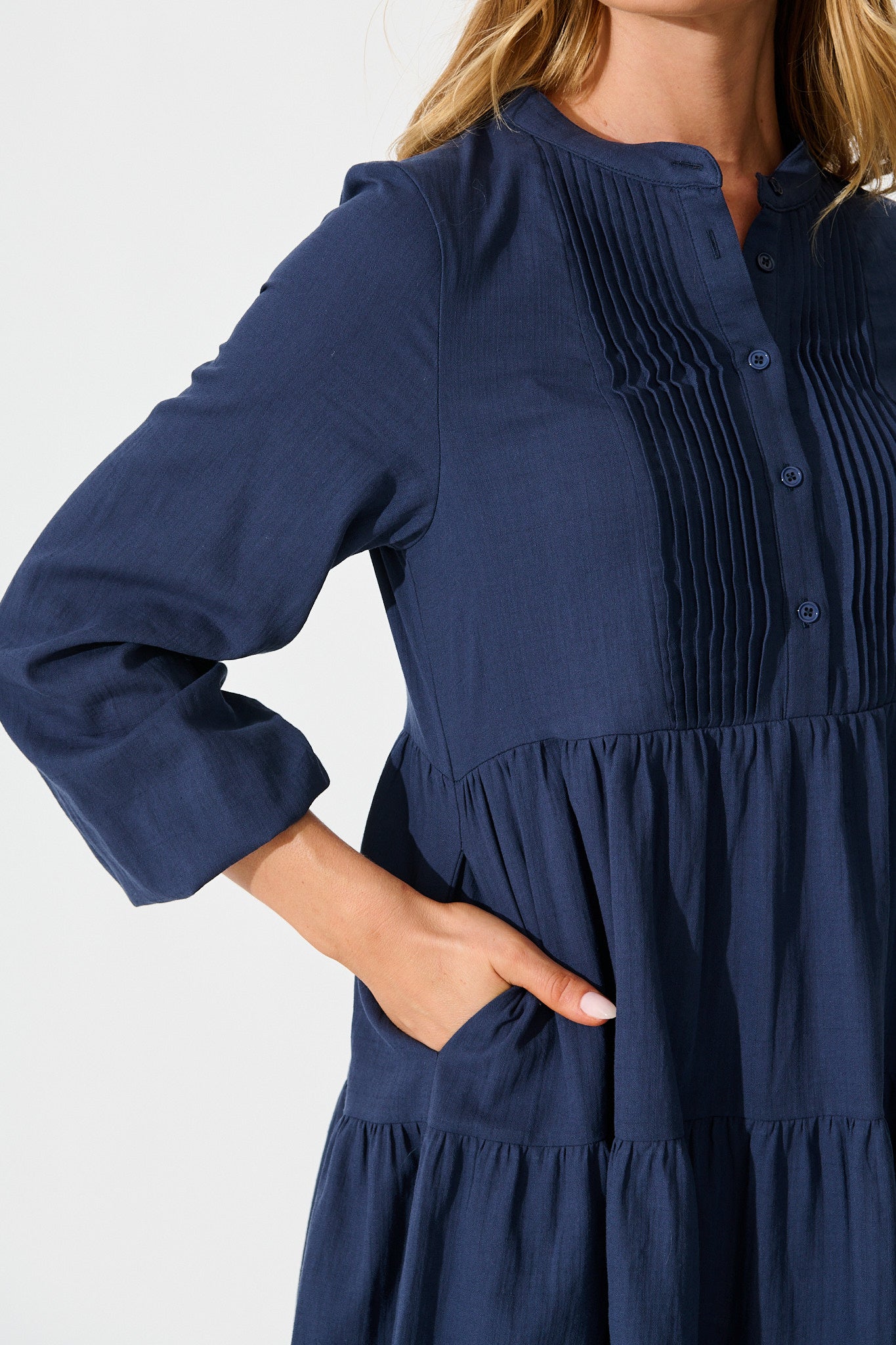 Inca Shirt Dress In Navy Cotton