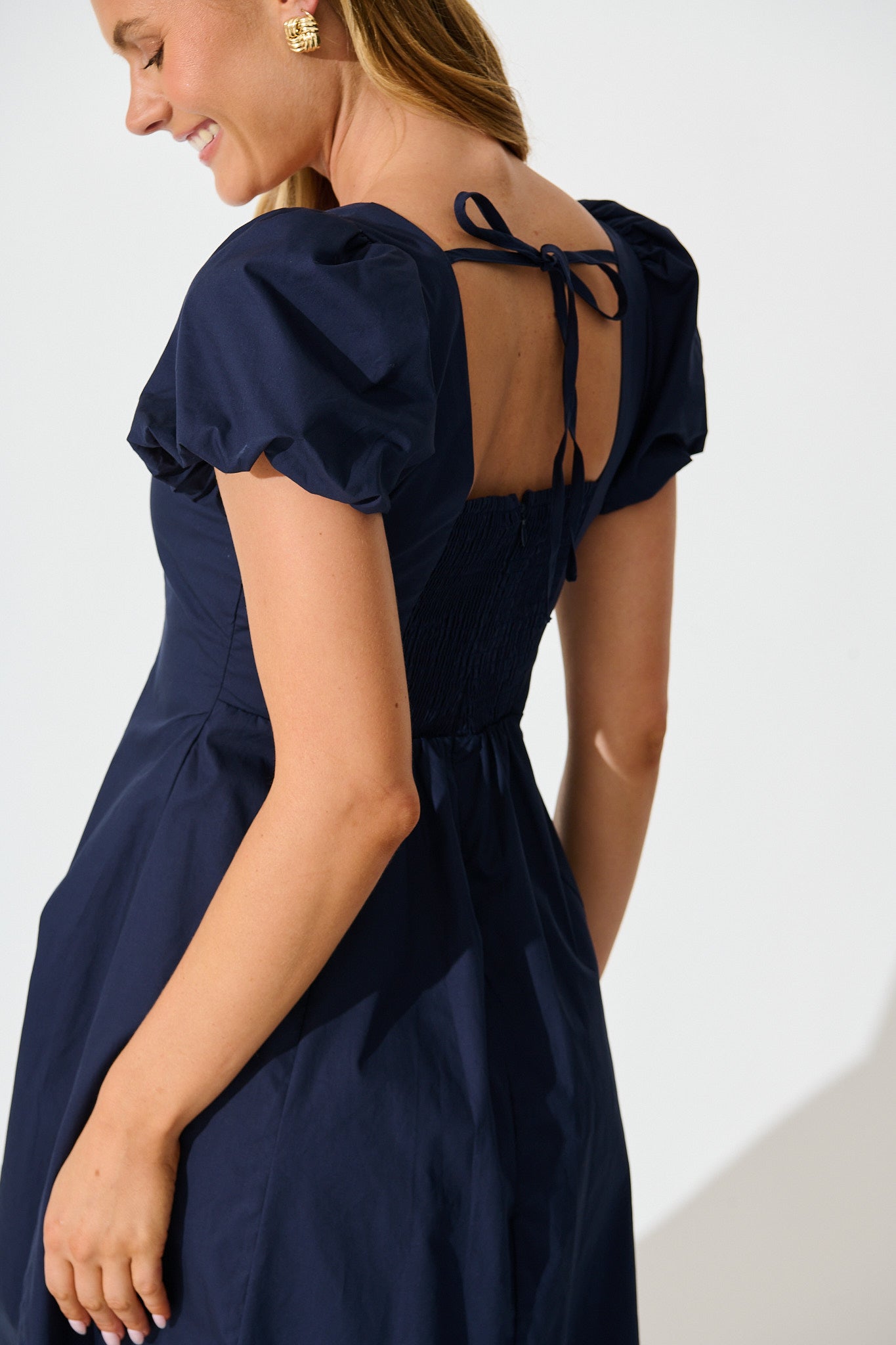 Eternity Midi Dress in Navy Cotton