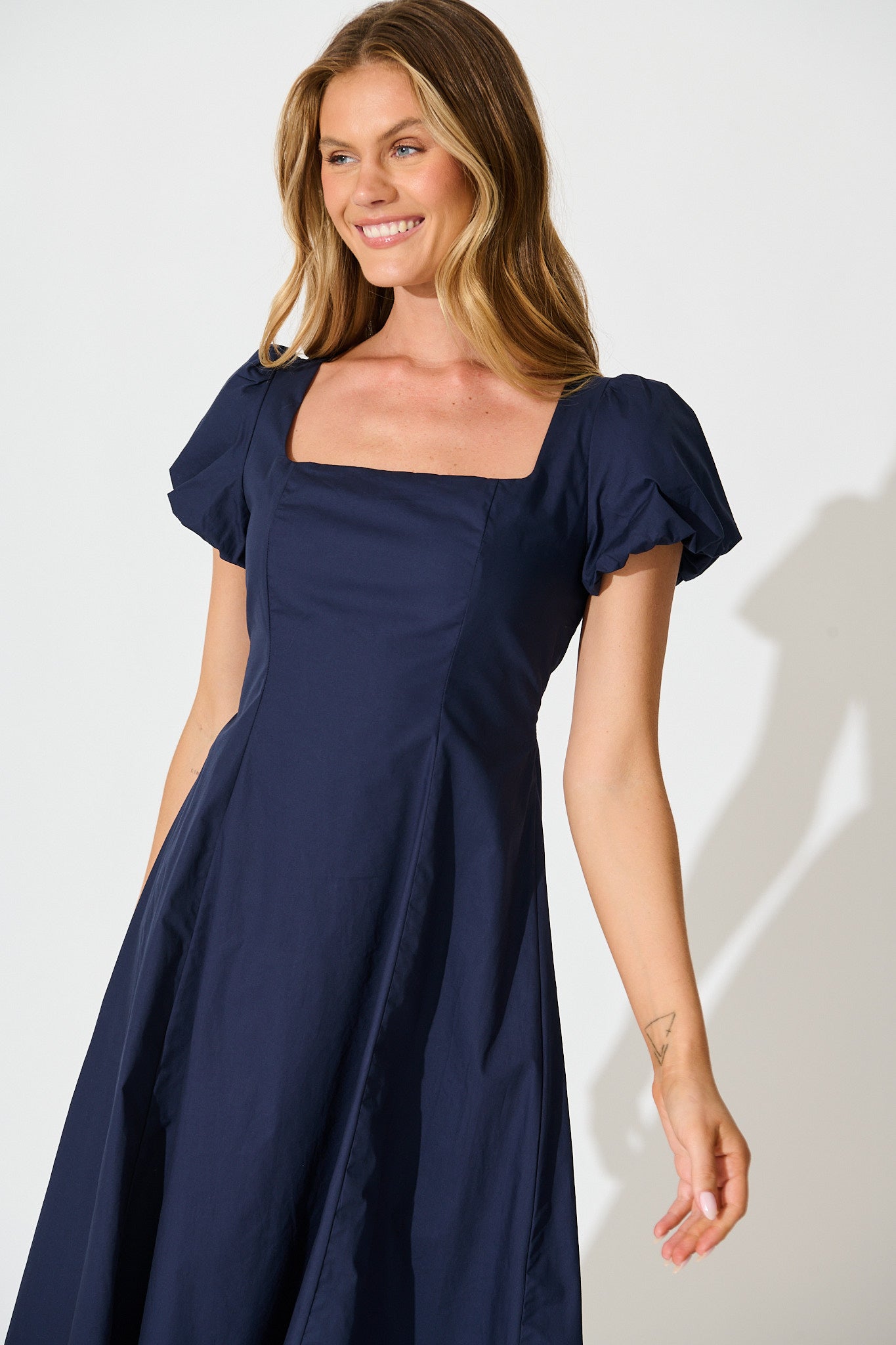 Eternity Midi Dress in Navy Cotton