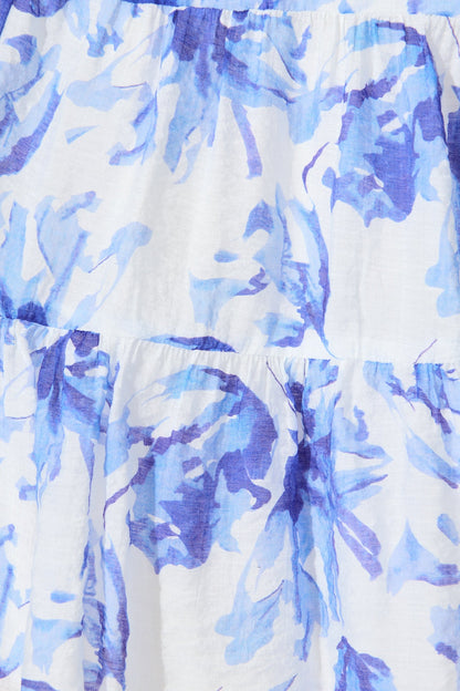 Cabana Dress in White and Blue Print