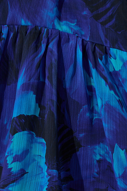 Mica Dress in Blue Watercolour Chiffon