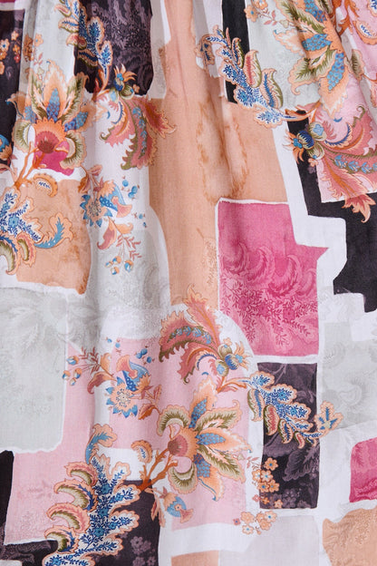 Ivanna Midi Dress in Multi Patchwork Print