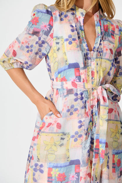 Carmina Dress in Multi Patchwork Floral