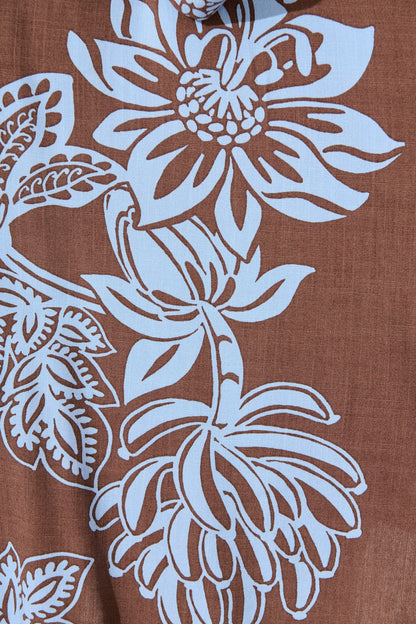 Prelude Dress in Brown with Cornflower Blue Floral