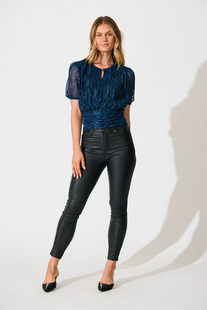 Whisked Away Top in Blue Lurex